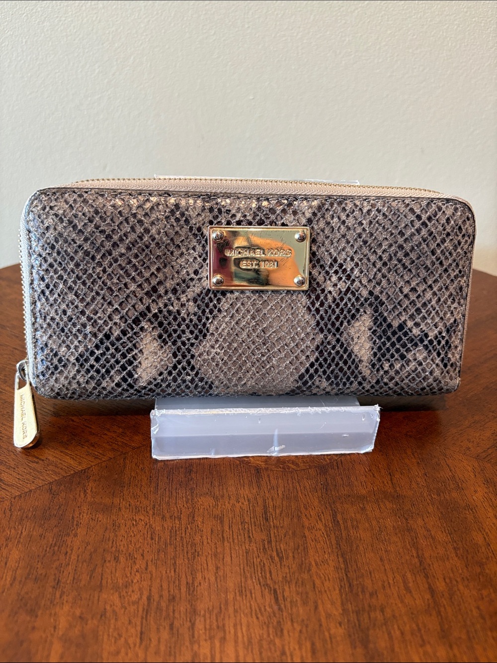 Michael Kors wallet  long accordion zip around wallet snake skin print leather